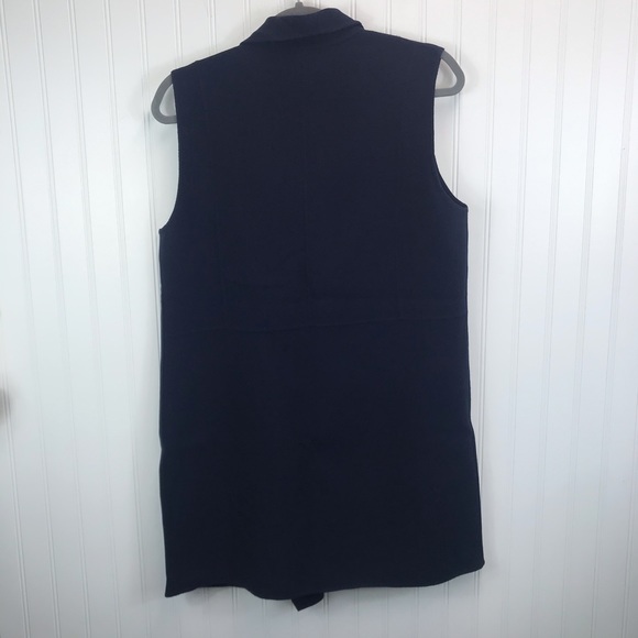 Vince Sleeveless Asymmetric Wool Zip Vest Leather - Picture 3 of 9